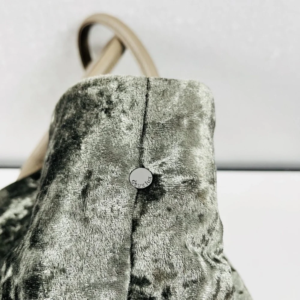 Deux Lux Misha Satchel Olive Green Velvet Large Tote Boho Detachable Strap